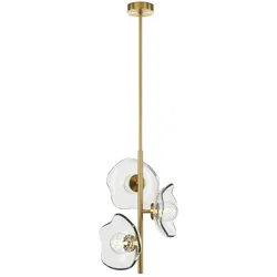 Licht-Erlebnisse Pendelleuchte NILS 3x G9 bis 28W Messing Transparent Metall Glas LE116446