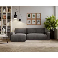 MKS MEBLE Cord Sofa, Cord Couch, Sofa L-Form mit Schlaffunktion und Bettkasten, Schlafsofa Cord, Ecksofa, Eckcouch, Couchgarnitur Ecke Bettcouch - Argos - Dunkelgrau Cord