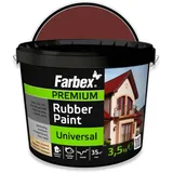 FARBEX Gummifarbe Innen & Außen – Flüssigkunststoff Farbe für Dach, Beton, Holz, Metall | Elastische Abdichtung, UV-beständig | 3,5 kg – Rotbraun
