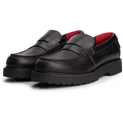 Loafer TOMMY JEANS "ARCHIVE '01 LOAFER", Herren, Gr. 40, schwarz, Glattleder, Schuhe Loafer, Blockabsatz, Businessschuh, Slipper in schmaler Form