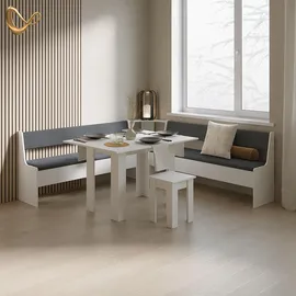 livinity® Esszimmer-Eckbank, Tiberio, Weiß, 41.5 x 166.6 cm