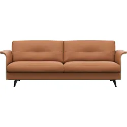 3-Sitzer FLEXLUX "Glow Designsofa, bequem und komfortabel durch hochwertigen Sitzaufbau", braun (modern cogna), B:224cm H:81cm T:91cm, 100% Echteder, Sofas, Skandinavisches Design, In hochwertiger Verarbeitung