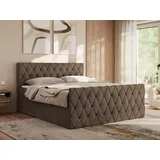 MKS Meble Boxspringbett 180x200 mit Bettkasten,Bett mit Matratze H3, Boxspringbett 180x200 mit Topper - Miren Duo - Braun Velvet - H3