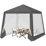 Woltu Pavillon 3 x 3 m inkl. 4 Seitenteile Grau