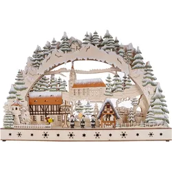 LED Schwibbogen "Weihnachtsdeko", beige (natur), B:60cm H:39cm T:10cm, Holz, MYFLAIR MÖBEL & ACCESSOIRES, Schwibbögen, aus Holz, mit LED Beleuchtung, Höhe ca. 39 cm