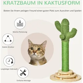 PawHut Kaktus Kratzbaum 65 cm grün+natur