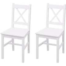 Mendler 2er-Set Esszimmerstuhl HWC-F77, Lehnstuhl Küchenstuhl Stuhl, Massiv-Holz Landhaus ~ weiß