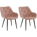 CLP 2er Set Stuhl Tanna Samt I Esszimmerstuhl Mit Armlehne I Gesteppter Polsterstuhl