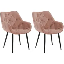 CLP 2er Set Stuhl Tanna Samt I Esszimmerstuhl Mit Armlehne I Gesteppter Polsterstuhl