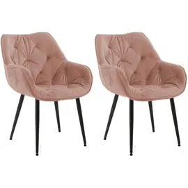 CLP 2er Set Stuhl Tanna Samt I Esszimmerstuhl Mit Armlehne I Gesteppter Polsterstuhl