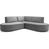 WFL GROUP Ecksofa Nora L-Form 3-Sitzer Universell, Samt, Grau, 223/73/223 cm