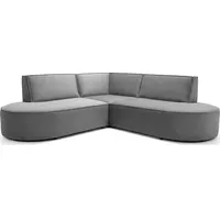 WFL GROUP Ecksofa Nora L-Form 3-Sitzer Universell, Samt, Grau, 223/73/223 cm