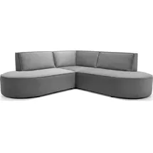 WFL GROUP Ecksofa Nora L-Form 3-Sitzer Universell, Samt, Grau, 223/73/223 cm