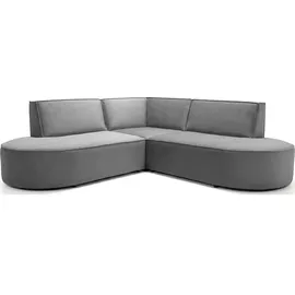 WFL GROUP Ecksofa Nora L-Form 3-Sitzer Universell, Samt, Grau, 223/73/223 cm