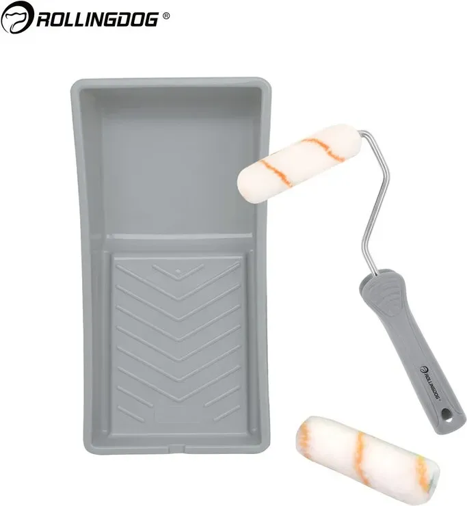ROLLINGDOG 4-teiliges Malwerkzeug-Set, 4 Zoll Mini-Malset für Detail-, Kanten- und Verblendarbeiten, Wand-, Möbel-, Schrank- und Türmalerei, DIY Heimwerken, professioneller Einsatz, kompakt, einfache Handhabung