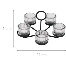 Home Styling Collection Teelichthalter 5 Teelichter Metall Schwarz