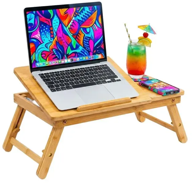 Relaxdays Bambus Laptop-Ständer Baum-Design Hellbraun