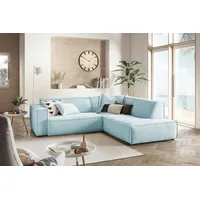 KAWOLA Sofa SAMU Ecksofa Cord hellblau Recamiere rechts -