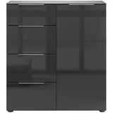 manjana möbel Kommode MANJANA MÖBEL "mit Chrom oder Schwarz matten Metallgriffen & Glasfront, Soft-Close", anthrazit matt, glas anthrazit, metall chrom, B:90cm H:98,7cm T:40cm, Glas, Holzwerkstoff, Metall, Sicherheitsglas ESG, Sideboards, Kommode, melaminbeschichteter 