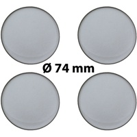 4 x Ø 74 mm Polymere Aufkleber / Silber-Optik / Nabenkappen, Felgendeckel