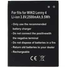 AccuCell Akku nur passend für den WIKO Lenny 4 Akku 3913, Lenny 4 Plus, Harry Li-Ion, 3,8 Volt 2500mAh, 9,5Wh, removable