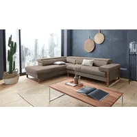 W.SCHILLIG Ecksofa finn, Designsofa mit tollem Sitzkomfort, bequem, L-Form, German Design Award 2016, Fußgestell Nussbaum natur, Breite 281 cm braun