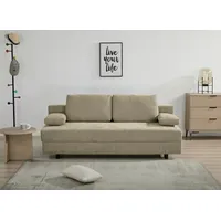 Schlafsofa OTTO HOME "ONNIKO, Breite: 192 cm, Liegefläche 121x192 cm, Feinstruktur-Bezug", beige, B:192cm H:84cm T:82cm, 100% Polyester, Sofas, Schlafsofa, mit Bettfunktion & Bettkasten