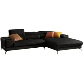 W.Schillig Eckcouch Leder 3-Sitzer Schwarz