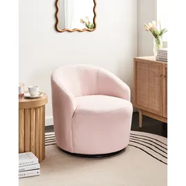 Beliani Drehsessel DAVIK Bouclé 62 x 67 x 63 cm Rosa
