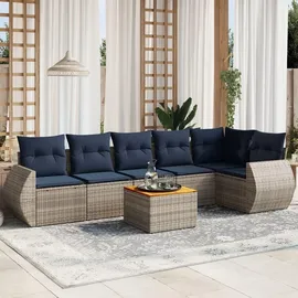 vidaXL Gartensofa-Set mit Kissen, grau, Polyrattan