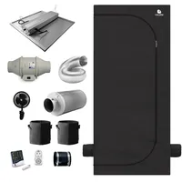 Green Spirit Growzelt Komplettset 80x80x180 cm - 240W LED Grow Lampe dimmbar, Deluxe M, für 2 Pflanzen, Belüftungssystem, Hygrometer, Stofftöpfe - Grow Komplett Set Zelt Schrank Box Wachstum