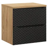 Badplaats Waschbeckenunterschrank Ocean 2 Schubladen 60 x 59 cm Schwarz Matt/Eiche