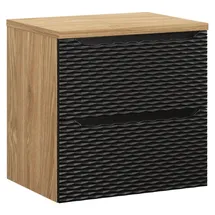 Badplaats Waschbeckenunterschrank Ocean 2 Schubladen 60 x 59 cm Schwarz Matt/Eiche