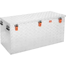 AluBox ABX-R410P Aluminium Riffelblech Pritschenbox Transportkiste Staukasten mit eingerückter Scharnierposition 410 Liter