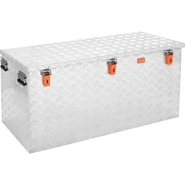 AluBox ABX-R410P Aluminium Riffelblech Pritschenbox Transportkiste Staukasten mit eingerückter Scharnierposition 410 Liter