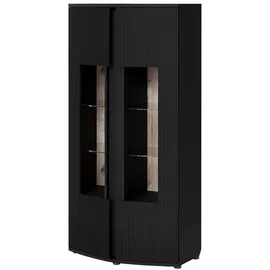Mirjan24 Vitrine, Schwarz, Holzwerkstoff, Rechteckig, 87x180x47 cm, Wohnzimmer, Wohnwände, Vitrinenschränke