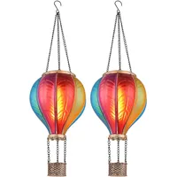 GLOBO Solarlampe Hängeleuchte Außenlampe Heißluftballon bunt Feuereffekt Gartendeko Balkonlampe,