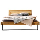 TPT Möbel Massivholzbett Nordlicht, Balkenbett Kiefer massiv mit Beleuchtung braun