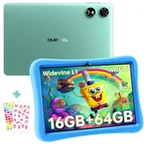 OUKITEL OT6 Kinder Tablet 10 Zoll mit WiFi-6, 16GB RAM + 64GB ROM Android 13 Tablet Kids 8000mAh Akku Tablet für Kinder mit Tragbarem Griff und Sturzsicherer Hülle BT5.0/TÜV/Widevine L1 Grün