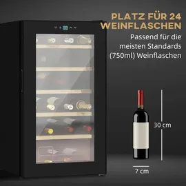 Homcom Weinkühlschrank 65 L Getränkekühlschrank für 24 Flaschen, 5-20°c, Schwarz