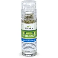 Herbaria Kräuter Brotzeitsalz bio 15g Mini-Mühle – Bio-Brotzeitsalz, Bio-Kräutersalz, Bio-Gewürzsalz - für die Brotzeit, zum Würzen von Gemüse, Salat und Suppen – mit Luisenhaller-Pfannensalz