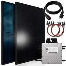 sunniva Balkonkraftwerk Full Black Bifacial 800 W inkl. Beny Wechselrichter + 2 x 460W Solarpanels