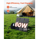 Faltbares Solarpanel - 60 W Monokristallines Solarmodul - N-Typ 16BB - Wirkungsgrad 24 % - MC4-Ausgang - USB-C/USB-A & DC - Für Powerstations & Ca...