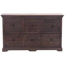 Marrakesch Orient & Mediterran Interior Sideboard Möbel Schrank Mapy Vintage Massivholz Braun 150cm Deko Handarbeit Boho