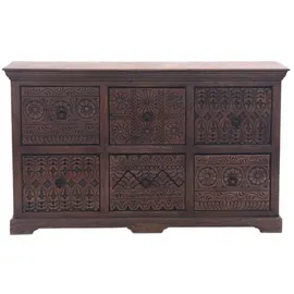 Marrakesch Orient & Mediterran Interior Sideboard Möbel Schrank Mapy Vintage Massivholz Braun 150cm Deko Handarbeit Boho