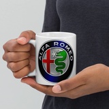 Stickerloveshop Kaffeetasse Auto Tuning Fans Farbig bedruckte Keramik Tasse perfekte Geschenkidee Fototasse passend für Alfa Romeo Fans