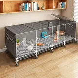 Kaninchenkäfig DIY Kleintierstall mit transparenter Front und herausziehbarer Wanne - ideal für Meerschweinchen und Kaninchen