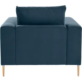 OTTO products Loungesessel "Finnja", blau (dunkelblau), B:105cm H:83cm T:103cm, Luxus-Microfaser: aus recycleten Textilien (100% PES), Sessel, Lounge-Sessel, mit Recycling-Bezug