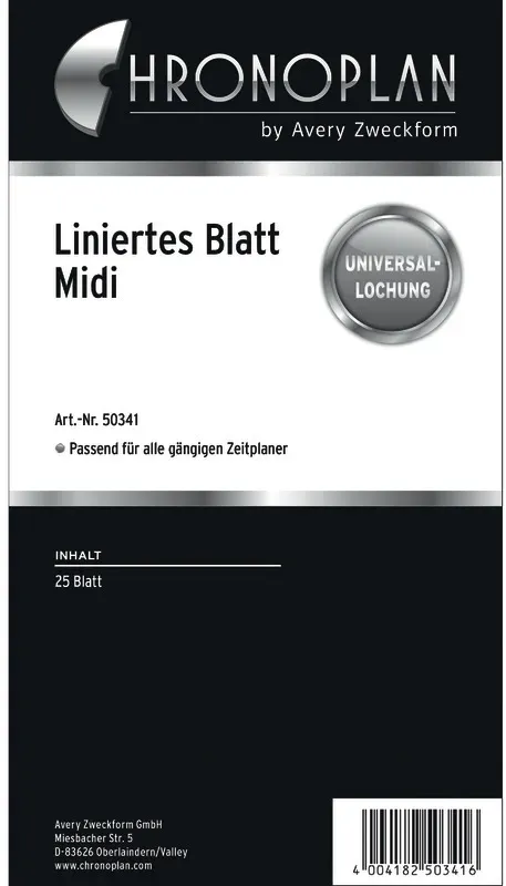 Chronoplan Schreibblock, Liniertes Blatt, 1 Blatt, weiß