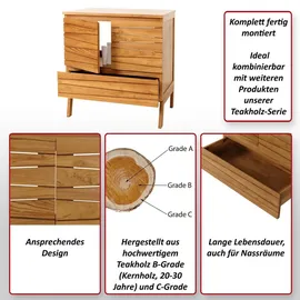 MCW Teak-Waschbeckenunterschrank MCW-M73, Waschtisch Schrank, hochwertiges B-Grade-Teak (Kernholz, 20-30 Jahre), 87x81x56cm